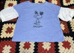 PEANUTS SNOOPY レトロガール 半袖 Tシャツ 袖シースルー フリル