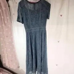 ブルー　レース　Aライン　パーティードレス　ファビュラスアンジェラ　ワンピース