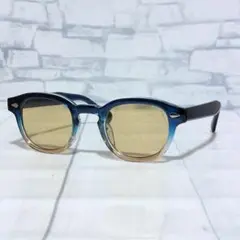 ネイビー➡ブラウングラデーションフレーム ライムグリーン UV400 男女