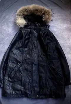 archive 90s grunge far leather jacket
