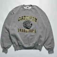 90s ラッセル USA製 スウェット L グレー 前Vガゼット ☆7406