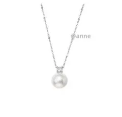 パール ダイヤ ネックレス シルバー 1粒 サージカルステンレス 新品 オシャレ