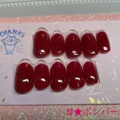 ジェルネイルチップ♡先端クリア　レッド✖️クリア
