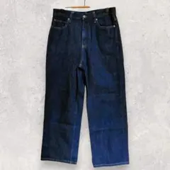 ユニクロ ワイドデニムパンツ L ネイビー コットン 綿100％