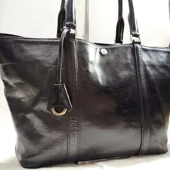 【艶】アニアリ　ビジネストート　ブリーフケース　オールレザー　舟形　A4　黒