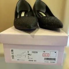 Diana ブラック グリッター パンプス 23.5cm