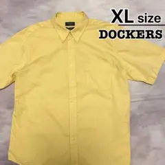 DOCKERS　半袖シャツ　XL　イエロー　黄色　無地　ボタンダウン　USA古着のサムネイル