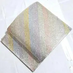 C◆着物くつろぎ 美品 ライン模様 キラキラ 全通 正絹 フォーマルな袋帯