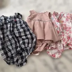 女の子70cmロンパース・カバーオール3点セット