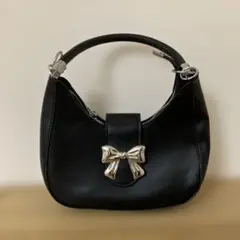 SHEIN リボン付きブラックハンドバッグ