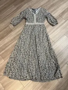 ブルー レース マキシドレス Vネックのサムネイル
