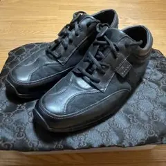 00s GUCCI レザー×キャンバス　ブラック スニーカー　102309のサムネイル