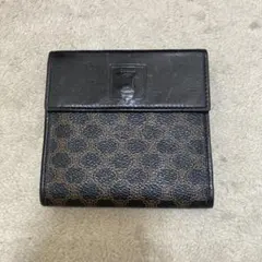 CELINE セリーヌ 長財布 マカダム キャンバス レザー グレー×ブラック