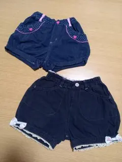 デニムバルーンショートパンツ　2枚セット　110cm