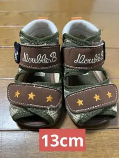 【MIKIHOUSE】ダブルB ベビーサンダル カーキ色 13cm