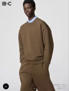 即購入OK ユニクロUNIQLO Cオーバーサイズスウェットシャツ M ブラウン