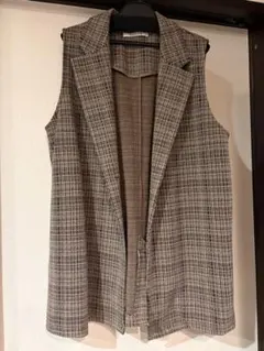 ヤマダヤ　ラディエイト　チェック　ベスト　一つボタン　ジレ　ポケット付き