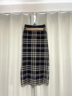チェック柄 ニットタイトスカート