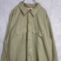 ディッキーズ　ビックサイズ　ワークシャツ　長袖　　カーキ　2XL