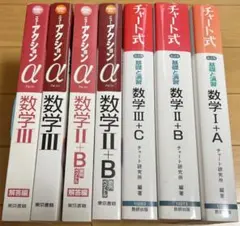 数学参考書セット　チャート式 3冊、アクションα 2冊＋解答2冊