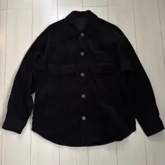 大人気❗️GU コーデュロイ ボタンアップ シャツジャケット 黒