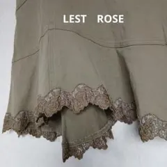 LEST ROSE カーキ フレアスカート　花模様　レースのサムネイル