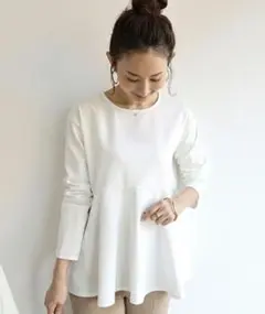 カットソー長袖レディース白