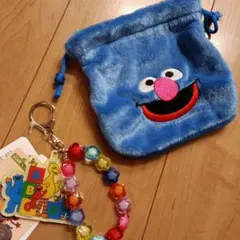 セサミストリート　アクリルチャーム　ふわふわ巾着　セット