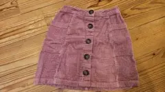 コーデュロイ パープルスカート ボタン付き