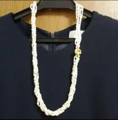 5連淡水パールネックレス&ブレスレット（3way）、刻印付きシルバー金具