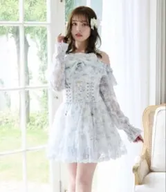 新品タグ付♡リズリサ♡ 花柄レースコルセットライクワンピース