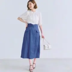 【未使用品】grove(グローブ)カナパトレンチライクスカート Sサイズ ブルー
