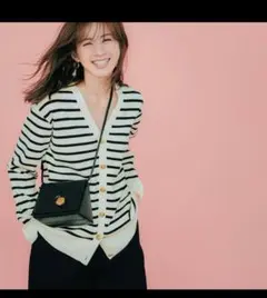 ミラオーエン♡ボーダー金ボタン　ロング丈カーディガン