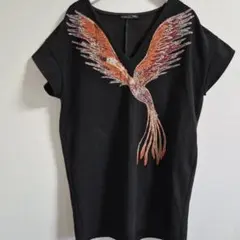 ZARA ザラ 鳥刺繍 エンブロイダリー Vネックチュニック【S】ブラック