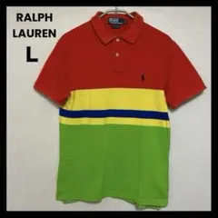ポロバイラルフローレン　ポロシャツ　カラフル　刺繍　ロゴ　レインボー　オレンジ