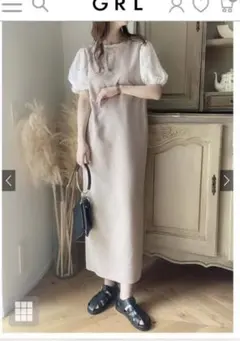 【GRL】キーネックジャンパースカート[dk968] アイボリー