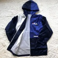 FILA ナイロンパーカー ロゴ ネイビー フード付き ジャケット　S1