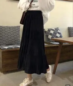 SHEIN 黒 プリーツロングスカート