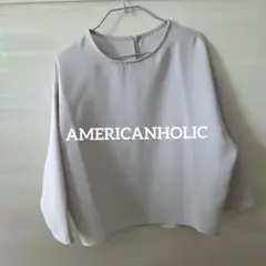 AMERICAN HOLIC ライトグレー 五分袖シャツ M