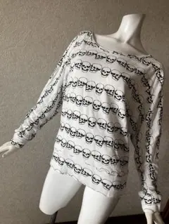 ✰スカルプリント カットソー　Y2K　平成ギャル　パンク　グランジ