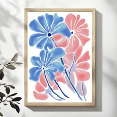 A4 フラワーアート　水彩画　ボタニカル　花　自然　癒し