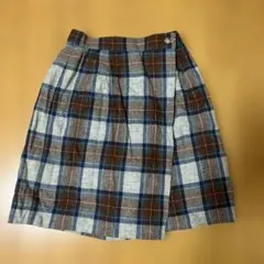 チェック柄ラップスカート パンツ式
