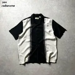 90s CUBAVERAレーヨン×ポリエステル開襟シャツ ボーリングシャツ　L