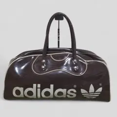オールド adidas ボストンバッグ ブラック エナメル　光沢仕上げ Y2K オールド adidas ボストンバッグ ブラック エナメル 光沢仕上げ Y2K