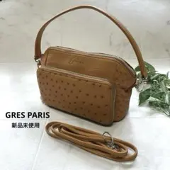 新品未使用　GRES PARIS お財布機能付　オーストリッチ　ショルダーバッグのサムネイル
