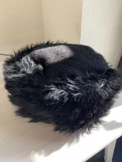 EURO 80s 90s ビーニー トーク ボア キャップ 帽子 黒 C783