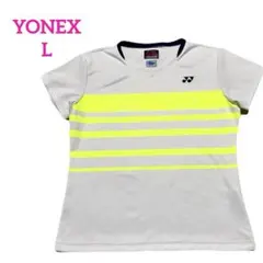 ⭐️YONEX　バドミントン　テニスウェア　ゲームシャツ　白・蛍光黄色　L＊67