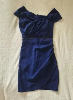 Andy ネイビーオフショルダータイトドレス