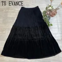 【エバンスTS EVANCE】日本製　ウエスト総ゴム　楊柳プリーツロングスカート