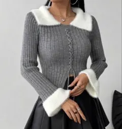 ショート丈　襟付き　ニット